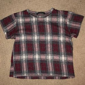 Brandy Melville cropped plaid shirt